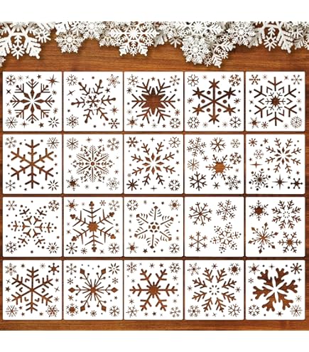 Sjabloon Kerstdesign Sneeuwvlokken & Sterren 50x30cm | Bij de Groothand