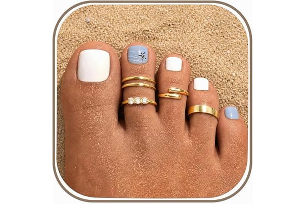 Krfy 4 stycken 14K guldpläterade tåringar för kvinnor justerbara guld tåringar set inte missfärgning öppet band tåring stacking CZ båge sommar strand fot smycken för kvinnor