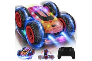 Mieryd Coche Teledirigido, Juguetes Niños 3 4 5 6 7 8 Años, 2,4GHz Coches Acrobático Radiocontrol Todoterreno 4x4 RC Drift Car Recargable Rotación 360° con Luz Colorida Juegos Regalo Niño Niña (Rojo)