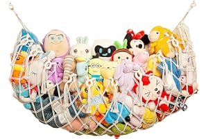 AMDERMI Großes Kuscheltiernetz Hängematte für flache Wandaufhängung Handgefertigtes Makramee Spielzeug Display Plüschtierhalter Kuscheltieraufbewahrung(weiß)