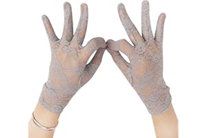 AFINDER Eleganti guanti da donna in pizzo a dita piene corte da damigella d'onore guanti da sposa per matrimoni, serate, balli di fine anno, costume da ballo