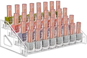 JessLab Organizer na lakier do paznokci, 4-poziomowy przezroczysty akrylowy stojak na lakiery do paznokci, uchwyt na olejki eteryczne, kosmetyczka, organizer na kosmetyki, przechowywanie kosmetyków, do łazienki, na blat