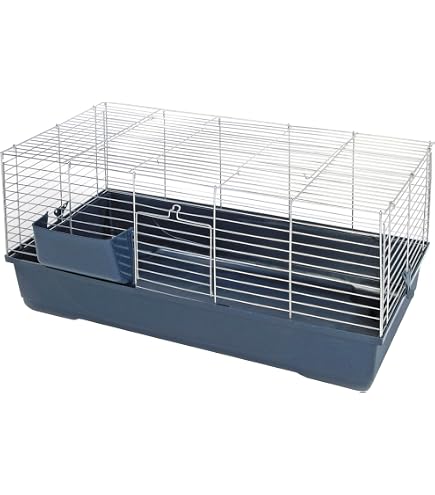Ollesch Doppel-Etagen-Käfig Für Meerschweinchen & Kaninchen – 120 X 59 X 103 Cm, Mit Freilaufgitter Oben, Schwarz/chrom