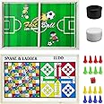 VGRASSP 24 Inch Large 3 in 1 Sling Puck, Ludo, Snake & Ladder Game Toy for Kids & Adults - Solid Pine Wood Structure, 2-4 Players Game - Enjoy Family & Party Time (Football Design)