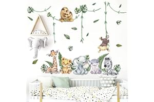 TOARTI Adesivi Murali Animali Giungla Sticker da Muro Adesivi Sticker Bambini Adesivi da Parete per Camera Bambini Adesivi Sticker Animale da Muro per Camera da Letto Bambini Asilo Nido Decorazione