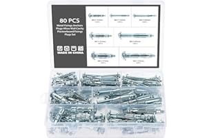 Knpwer 80 Pcs Pince Cheville Molly Moly Placo a Metalique, Expansion pour Placoplâtre Gypsum Gips, Cheville Parapluie Métallique,Excellent kit d'ancrage Mural Creux