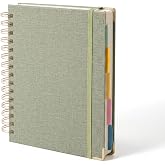 STAWINK A5 Notebook with Dividers, 150 Sheets/300 Pages, Notebook | Linen effect PU hardcover, cream paper 100 g/m&sup2;, ruled 7