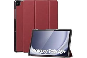 CoBak Coque Étui pour Samsung Galaxy Tab A9 Plus/A9+ 2023 (SM-X210/X216/X218) 11 Pouces, Étui en Cuir PU à Trois Volets avec Fonction Veille/réveil Automatique (Rouge foncé)
