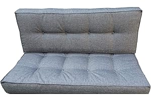 JACKKISSEN Palettenkissen Schaumkissen / Kissen Palettensofa Euro Paletten / europalleten sitzkissen / sitzkissen palettenmöbel / palettenkissen Outdoor / Sitzkissen 120 x 60 cm (Silber, 2X teiliges Set)