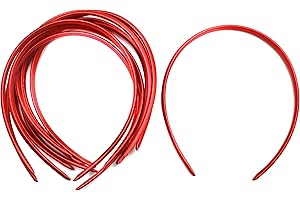 CAPRILITE 10 x Plain Headbands School Girls Small Hair Accessories Uniform Alice Band (Red)