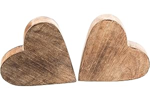 Logbuch-Verlag 2 Corazones Grandes de Madera 20 cm - decoración Natural - Color marrón