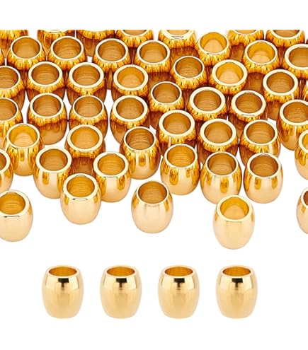 WANM Distanziatori Perline Perle Rotondo 8Mm 10Mm Placcato Oro Colore Twill Cavo Opaco Metallo Ottone Distanziatore Sciolto Perline Foro Grande Per - Foto 3