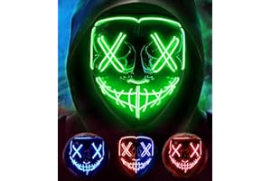 AnanBros Máscara de Halloween con luz LED que brilla en la oscuridad, 3 modos de iluminación para juegos de disfraces, cosplay y fiestas