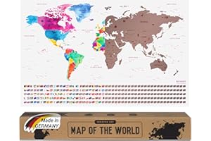 envami® Mappa del Mondo da Grattare - 68 X 43 CM - Idee Regalo - mappamondo da grattare con Bandiere - Scratch off Map - Mappa da grattare - Cartina Mondo da grattare - Oro rosa Inglese