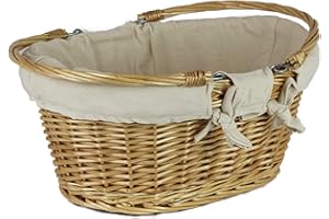POP-IT-IN-A-PELICAN Wicker Gift baskets with drop handles. Empty storage hampers for birthdays, weddings or baby shower and Christening (Natural Lined)