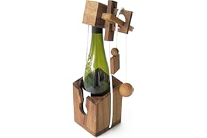LEDELIRANT ROMPICAPO per BOTTIGLIA sfere e anelli. Gioco Puzzle in legno massiccio eco-responsabile alle norme CE, difficoltà 3/6, marchio Le Délirant, Idea regalo originale Natale, lucchetto accessorio di vino