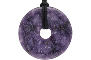 Lebensquelle Plus Donut in Pietra Naturale Ø 40 mm con Cordoncino in Cotone e Scheda informativa | Pendente con Cordoncino Incluso