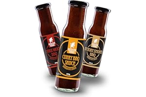 ‎MEXICAN TEARS BBQ Saucen Set – 3x 250 ml – Whiskyfass Rauch, Hickory, Curry – Rauchig, würzig & fruchtig – Perfekt für Grillen, Marinaden & Dips