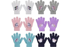 QKURT 6 Paires Gants Enfants, Gants Licorne pour Enfants, Gants Magiques d'Hiver, Mitaines de Gants Tricotés pour Enfants pour Garçons et Filles de 5 à 12 Ans