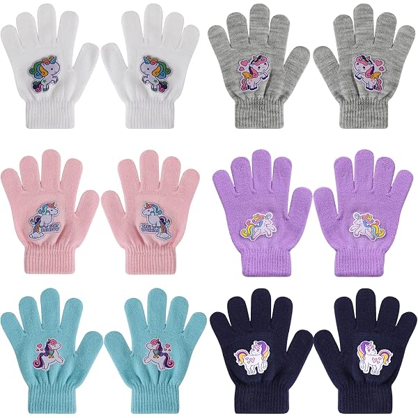 Guanti Invernali Per Bambini 3-10 Anni - 5 Paia Colorate In Maglia Acrilico E Cotone