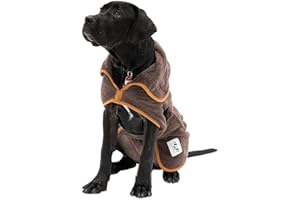 Dog Towelling Drying Coat Large by The Wagging Tailor® - Soft Feel Microfibre Dog Dressing Gown Large - Adjustable Drying Coat for Golden Retriever and Similar Size Dogs (Brown, XL)