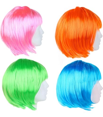 Pink Bob Wig With Bangs - Light Pink Cosplay Wig With Party Sunglasses For Bachelorette & Costumes