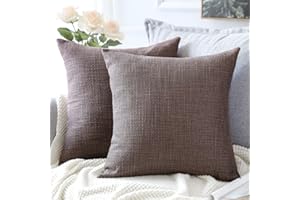 Artscope 2 Pezzi Federe Cuscini in Lino Minimalista Copricuscino Colorato per la Decorazione Domestica Soggiorno Camera da Letto Divano 45x45cm, Marrone Scuro