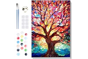 Lxmsja Paint by Numbers Kit for Adults Beginner with Frame, Tree of Life Adult Painting by Numbers Kits on Canvas, Color by Numbers for Adults, Gifts for Women Home Decor, 8x12in