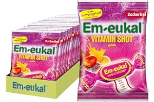 ‎EM-EUKAL Em-eukal Vitamin-Shot gefüllt zuckerfrei 1500g – Erfrischend fruchtig – mit Fruchtsaftkonzentrat aus Granatapfel & wertvollem Orangenöl – 20x75g
