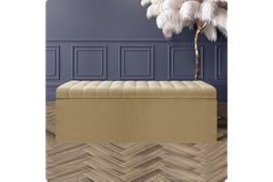 AZ Interiors Royal Furniture Naples Lined Upholstered Ottoman Storage Box, Naples Storage Shoe Bench, End of Bed Bench, Rectangle Coffee Table with Storage (Beige Naples, 4ft (120x40x40) CM)