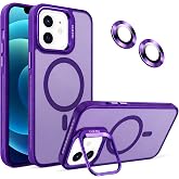 Ehr. iPhone 11 ile Uyumlu Magsafe Wireless Şarj &Ouml;zellikli Kamera Standlı L&uuml;ks Mat Silikon Kılıf [Lens Koruyucu Hediyeli] (Mor