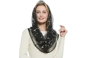 Leimandy Orthodox Veil Head Covering with Embroidered Flowers Catholic Chapel Mantilla Veil V50