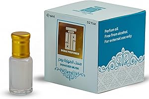 Alimal Olio profumato Premium Powder Musk | Oli essenziali, puri e analcolici | Profumo arabo per uomo e donna | Essenza profumata profumata, profumo, profumo, unisex, delicato sulla pelle, 6 ml