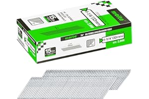 meite DA32 - Clavos de acabado en ángulo de 15G/32 mm, calibre 15, clavos de acabado en ángulo galvanizado de 34 grados para pistolas de clavos, ideal para carpintería, tapicería y proyectos de