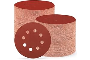 Huopueit 150 Pezzi Dischi Abrasivi 125 mm, grana 600 Carta Vetrata Abrasiva 8 fori per Levigatrice Orbitale Casuale (150 pezzi,grana 600)