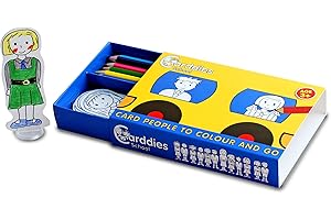 CARDDIES SCHOOL CARD PEOPLE Colour and Play Set –Portable Art Kit with Sturdy Card Schoolchildren, Teacher and Classroom Playscene for Colouring-in Creativity, Imagination, Pretend Play and Story Telling - Premium Colouring Pencils and Plastic Stands - Perfect Travel Toy