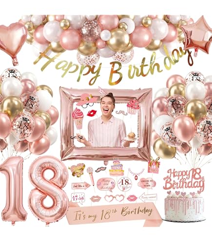 18. Geburtstag Dekorationen Set In Rot & Schwarz – Mit Ballons, Banner, Kuchen-Topper & Hintergrund, Für Jungen & Mädchen