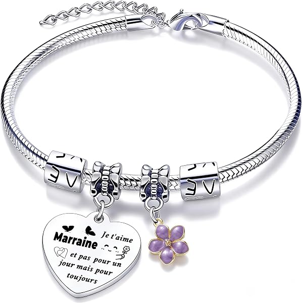 Bracciale In Acciaio Inossidabile Per Madrina | Inciso 'Una Madrina Sceglie Con Il Cuore' | Regalo Battesimo, Compleanno, Natale - 3
