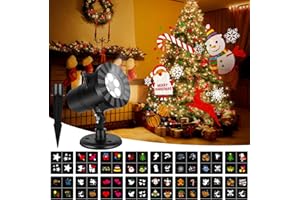 UWELLIKY Proiettore Luci Natale, Luci Natale Per Esterno Proiettore, 16 Diapositive HD, IP65 Impermeabili Proiettore a LED Natale per Festa Decorazione, Natale, Halloween, Matrimonio