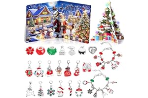 Omtofo Kalendarz adwentowy 2025 dla dzieci, dziewczynek, 24 rękodzieło, kalendarz bożonarodzeniowy, biżuteria, prezenty, bransoletki charms, zestaw na Boże Narodzenie, prezent dla nastolatek