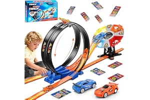 Charmofun Pista de Carreras, Circuito Coches Niños, Pista en Bucle de Coches, Juguete de Coche Regalo para Niños de 3, 4, 5, 6+ Años