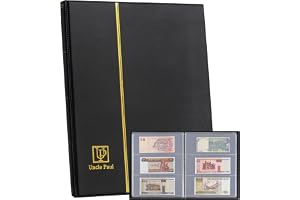 60 fickor valutaalbum – 19,6 cm x 8,1 cm sedlar samlarhållare konstläder hårt omslag förvaringsbok med skyddande fodral för p