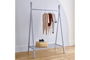 CuddleCo Nola Baby Clothes Rail - Dress up Clothing Rack with Shoe Shelf - Open Storage Hanging Rail Nursery Furniture Flint Blue