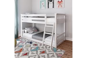 ‎MAX & LILY Max & Lily platzsparendes niedriges Etagenbett für Kinder, aus neuseeländischem Kiefernholz, inklusive Lattenrost, 200x90cm-Bettgestell auf beiden Etagen, für Jungen & Mädchen, weiß