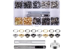 Pinsheng 200 Sets Kit de Herramienta de Ojetes, 6mm Ojales Metalicos Kit, Herramienta de Montaje de Arandela para Lona, Cuero, Toldos, DIY artesanía
