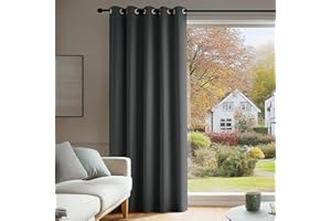 Deconovo Front Door Curtain Thermal Insulated Energy Efficient Eyelet Blackout Curtains for Bedroom Living Room 66 x 84 Inch Drop Dark Grey 2 Panels