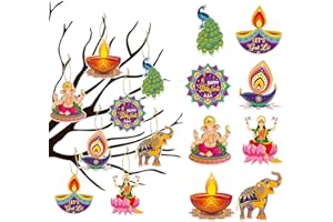 ATHEM 8 Pcs Diwali Decorations - Paper Pendant Diwali Decorations for House Home, Indian Pooja Decorations for Diwali, Navratri, Wedding, Ganesh Pooja