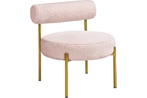 Yaheetech Boucle Tub Chair, Modern Tufted Cozy Sherpa Barrel Chair with Gold Legs, Club Chair for Living Room Bedroom Vanity Room Home Office, Pink