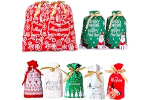 Funnlot Christmas G-ift Bags,39 pcs Christmas Bags for Presents,Christams G-ift Bags with Drawstrings for Presents,Xmas G-ft Assorted Sizes Christmas Wrapping Bags with Drawstring