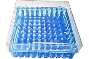 ZHIBANG Cryobox mit Deckel, 100 Positionen, für 2 ml Tuben, Cryo-Box für 2 ml Fläschchen, Gefrierschrank-Aufbewahrungsbox, 10 x 10 Array (blau)